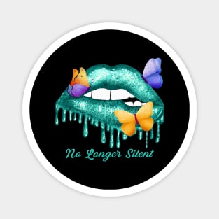 No Longer Silent Sexual Assault Awareness Teal Lips Magnet